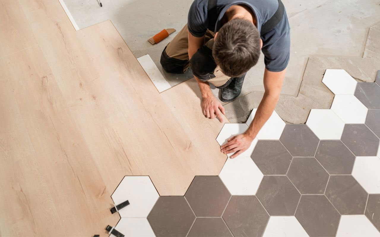 combining tile and wood flooring
