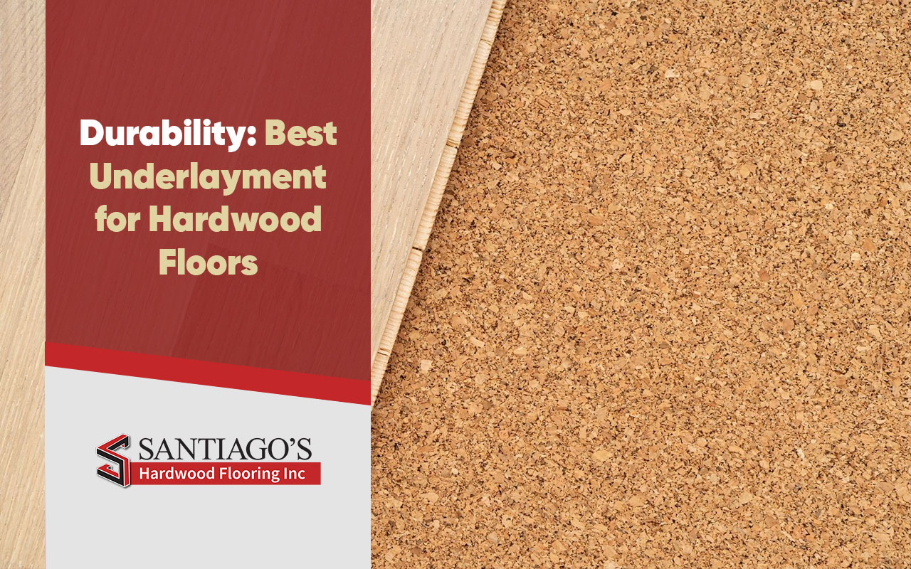 Cork underlayment installed to reduce hardwood floor noise