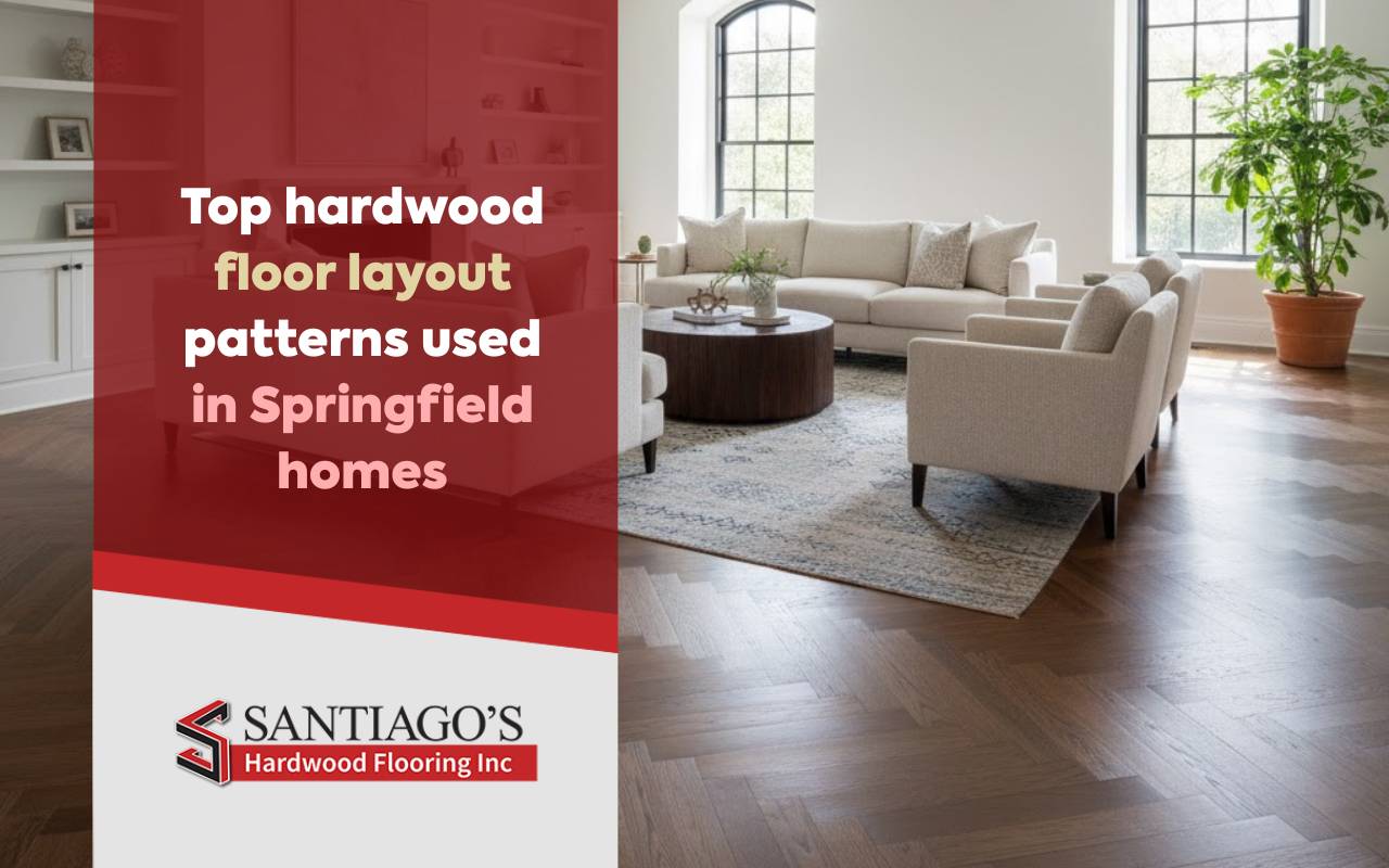 Herringbone detail showcasing hardwood floor layout patterns in Springfield living rooms