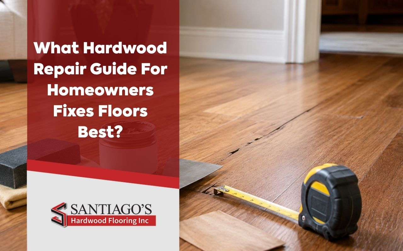 hardwood repair guide for homeowners with repair tools on wood floor