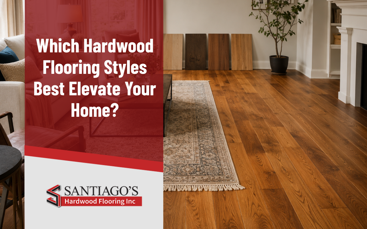 Hardwood flooring styles adding natural warmth to a bright living room