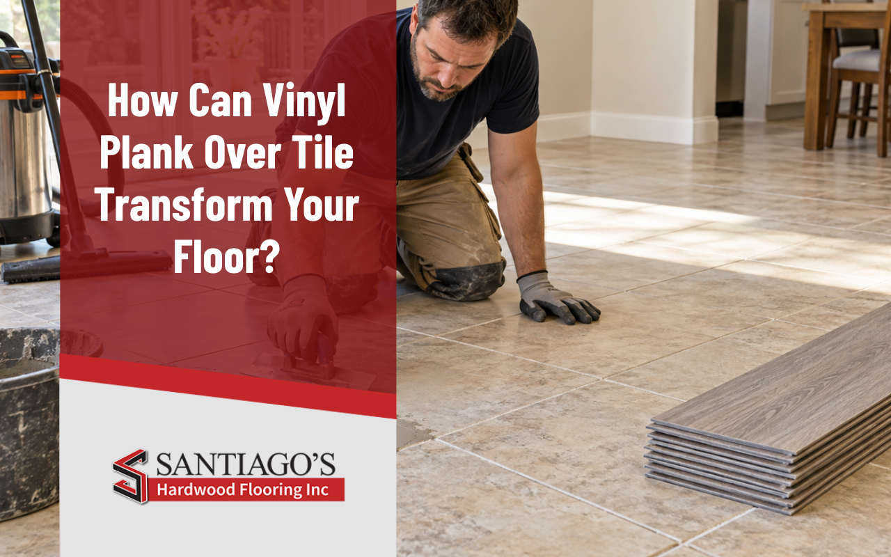 Preparing a surface for vinyl plank over tile installation